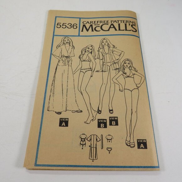 McCalls 5536 clothing pattern Swimsuit, Bikini, Cover up, Robe - Picture 3 of 7